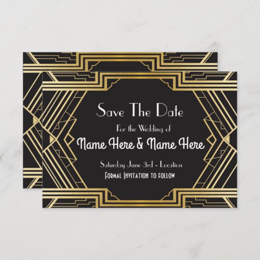 日付の結婚披露宴の二十代の金ゴールドの招待を救って下さい セーブザデート (正面/裏面)
