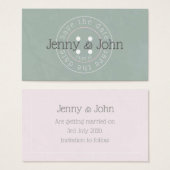 日付の緑とピンクのボタンの裁縫カードを保存 (正面&裏面)