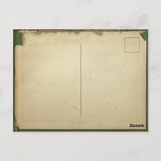 日付の緑とベージュの羊皮紙を結婚保存する ポストカード (裏面)