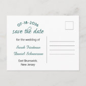 日付の緑と金ゴールド枠のはがきを保存 案内ポストカード (裏面)