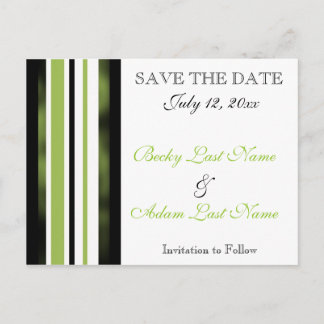 日付の緑のポストカストライプード結婚の保存 案内ポストカード