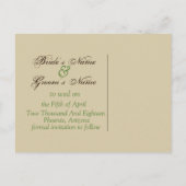 日付の緑の濃淡の色を結婚保存する 案内ポストカード (裏面)