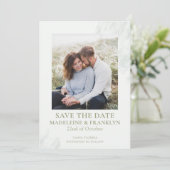 日付の緑の結婚水彩写真を保存 招待状 (スタンド正面)