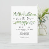 日付の緑の草木の招待状カードを救って下さい 招待状 (スタンド正面)