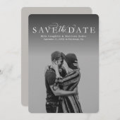 日付の縦の写真エレガントカードを保存 セーブザデート (正面/裏面)