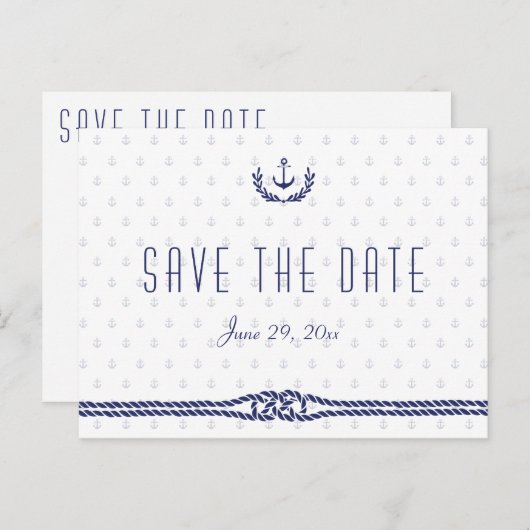 日付の航海の白抜きをいかり付きで保存 案内ポストカード (正面/裏面)