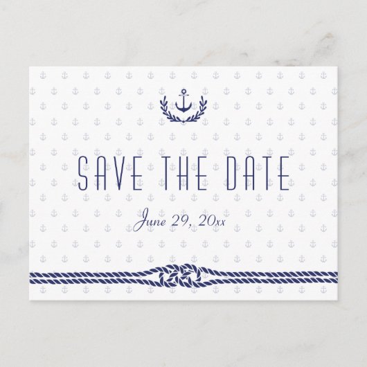 日付の航海の白抜きをいかり付きで保存 案内ポストカード (正面)