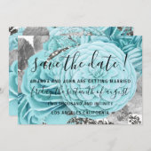 日付の花嫁の結婚バラアクアを保存 セーブザデート (正面/裏面)