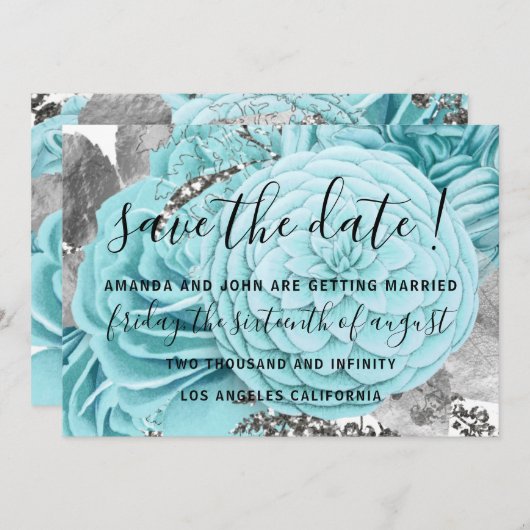 日付の花嫁の結婚バラアクアを保存 セーブザデート (正面/裏面)