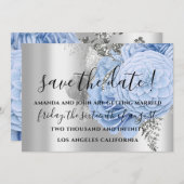 日付の花嫁の結婚バラシルバーブルーを保存 セーブザデート (正面/裏面)