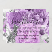 日付の花嫁結婚バラ紫を保存 セーブザデート (正面/裏面)