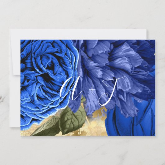 日付の花嫁結婚フローラ金ゴールド青を保存 セーブザデート (裏面)