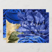 日付の花嫁結婚フローラ金ゴールド青を保存 セーブザデート (正面/裏面)