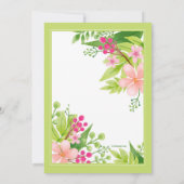 日付の花柄の発表を救って下さい 招待状 (裏面)