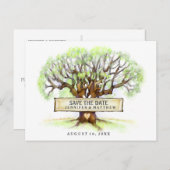 日付の葉書結婚を保存する – 愛の木 案内ポストカード (正面/裏面)