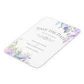 日付の薄紫と淡い色のピンクの花を保存 マグネット (左側)