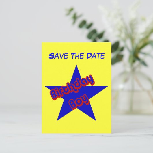 日付の誕生日ボーイ葉書のおもしろい保存 案内ポストカード (スタンド正面)