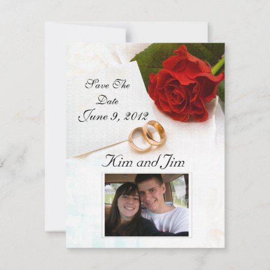 日付の赤いバラの招待を救って下さい セーブザデート (正面)