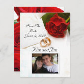 日付の赤いバラの招待を救って下さい セーブザデート (正面/裏面)