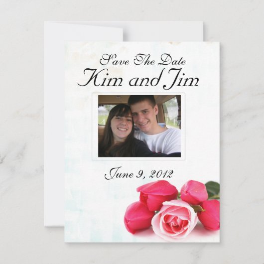 日付の赤いバラの招待を救って下さい セーブザデート (正面)