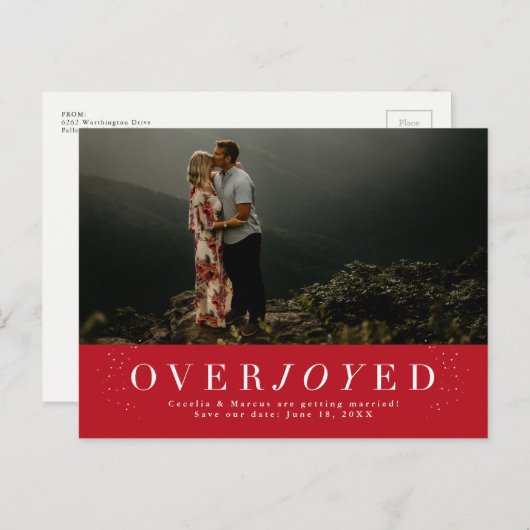 日付の赤い写真はがきを保存する シーズンポストカード (正面/裏面)