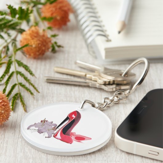 日付の赤い小剣およびユリのキーホルダーを救って下さい キーホルダー (正面右)