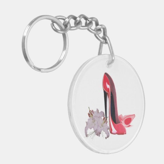 日付の赤い小剣およびユリのキーホルダーを救って下さい キーホルダー (正面左)