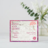 日付の赤ちゃんのシャワーを傘で保存 案内ポストカード (スタンド正面)