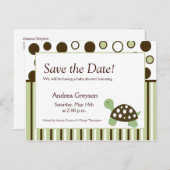 日付の赤ちゃんシャワードットタモダンートカートポストカードを保存 案内ポストカード (正面/裏面)