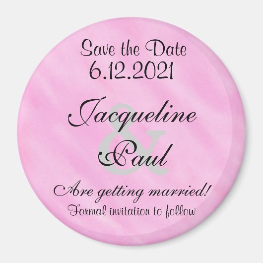 日付の赤面ピンクの白い水色を保存 マグネット (正面)