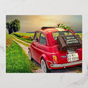 日付の車の結婚葉書の箔を保存 箔シーズンポストカード