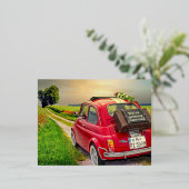 日付の車の結婚葉書の箔を保存 箔シーズンポストカード (立ち正面)