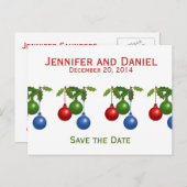 日付の通知をホリ結婚ーボールで保存 案内ポストカード (正面/裏面)