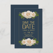 日付の通知を保存するバラ 招待状 (正面/裏面)