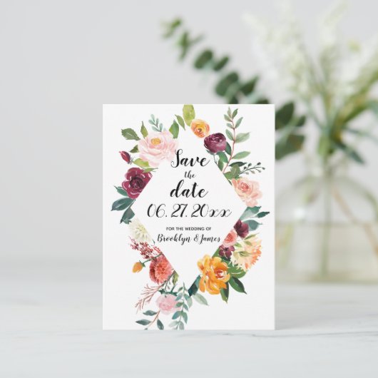 日付の郵便はがきの美しい秋の花を救って下さい ポストカード (スタンド正面)