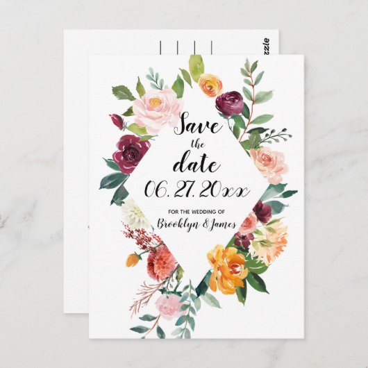 日付の郵便はがきの美しい秋の花を救って下さい ポストカード (正面/裏面)