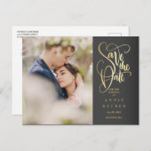 日付の金ゴールドスエレガントクリプトの写真の保存 案内ポストカード (正面/裏面)