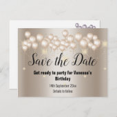 日付の金ゴールドバルーンを保存 案内ポストカード (正面/裏面)