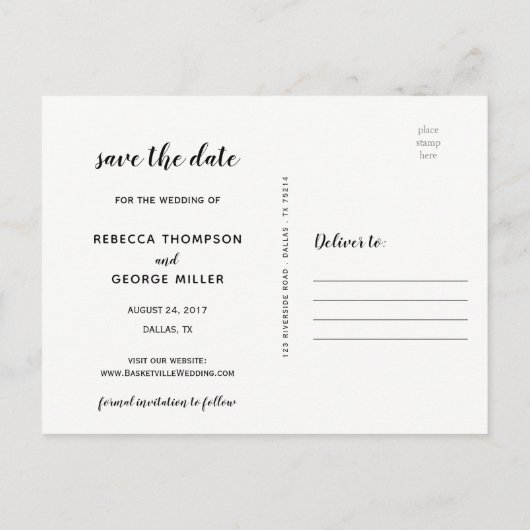 日付の金ゴールドワールドマップの宛先の結婚式を保存 案内ポストカード (裏面)