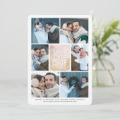 日付の金ゴールドWatercolor Centerフォトグリッドを保存| セーブザデート (スタンド正面)