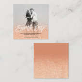 日付の銅の日焼けのフェイクなグリッターの写真を救って下さい スクエア名刺 (正面/裏面)