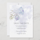 日付の青いバラと淡い色のバラお尻の保存 招待状 (正面)