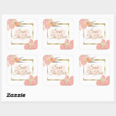 日付の青いヴィンテージの鳥のステッ結婚カーを保存 スクエアシール (シート)