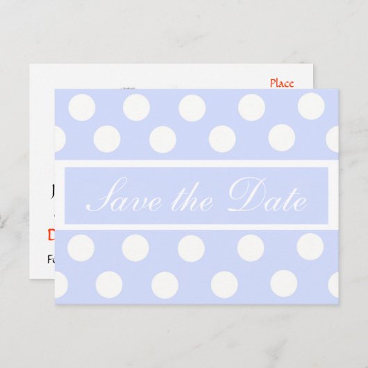 日付の青い水玉模様写真はがきを保存 案内ポストカード (正面/裏面)