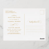 日付の青い王室の金ゴールド装飾枠の保存 箔招待状ポストカード (裏面)