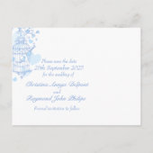 日付の青い白い鳥かごカードを保存 案内ポストカード (裏面)