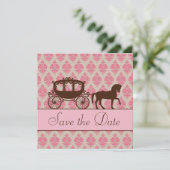 日付の馬とキャリッジの招待状の保存 セーブザデート (スタンド正面)