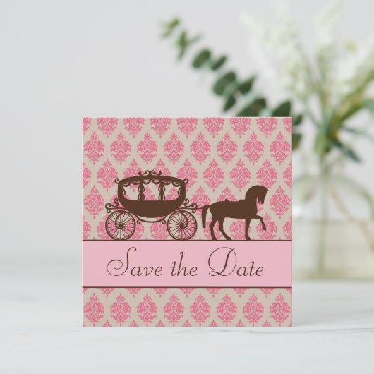 日付の馬とキャリッジの招待状の保存 セーブザデート (スタンド正面)