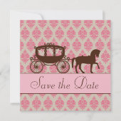 日付の馬とキャリッジの招待状の保存 セーブザデート (正面)