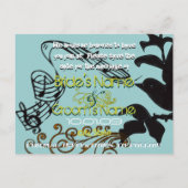 日付の鳥のシルエットヴィンテージを保存する 案内ポストカード (裏面)